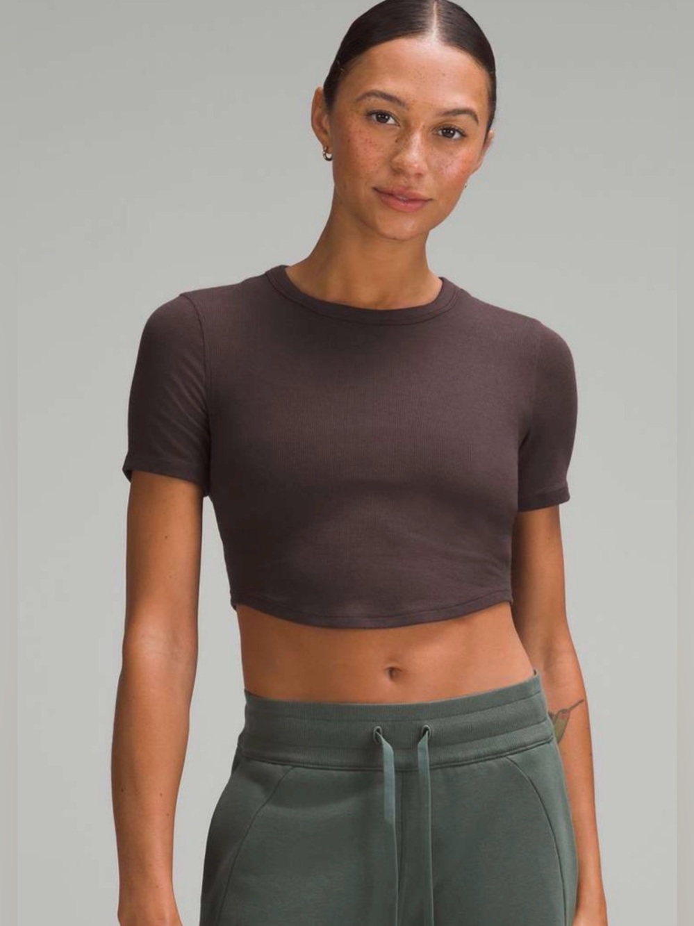 lululemon athletica Short Sleeve Cropped Tee - Brown